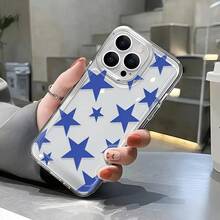 1pc Transparent Large Hole Astronaut Case, 2nd Generation, Full Screen Blue Star Design Soft Silicone Phone Case Compatible With IPhone 15, 16 Pro Max, 13/12/11, Anti-Drop Protection Waterproof Shockproof Scratch Resistant - Multicolor - View 3