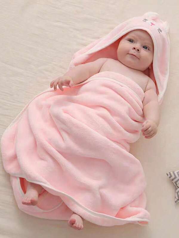 Unisex Baby Bath Towel , Animal Face Hooded Baby Cape Towel, Unique Animal Design, Super Soft Newborn Bathrobe, All Seasons, Children's Soft Coral Cartoon Bathroom Supplies, Bath Wrap Blanket
