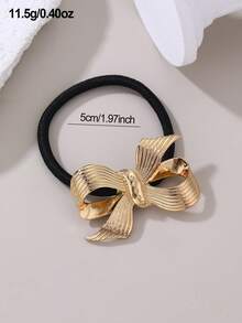 1 Stück/3 Stücke Damen Metall Luxus Schleife Haarschmuck Haargummis, geeignet für Sommer Strandurlaub passende Haargummis Haargummis Haargummis Haargummis, goldenes Haarstück, Haargummis, Geschenke Haarschmuck Gummibänder - Gold - Übersicht 4