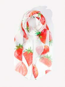 1 件水果印花轻质围巾/披肩，适合春夏季，防紫外线 - 彩色 - 查看 13