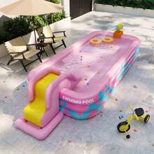 Piscina inflável de 1 peça, piscina dobrável para casa/quintal, piscina de praia ao ar livre, piscina de banho interna, disponível em rosa e azul