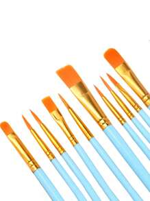 10pcs/50pcs Plastic Handle Painting Brush Set, Watercolor Acrylic Oil Art Paint Brushes For Drawing