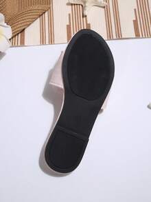 French Flower Decor Flat Slip-On Slippers For Women, Summer Outdoor Wear New Fashion Sandal Suitable For Date, Shopping, Party