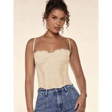 Corselet Corset Cropped Corset Blouse Women's Basic Inspiration Fashion Chic Elegant Party - 裸體 - 查看 1