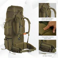 80L Travel Backpack Camping Hiking Rucksack Trekking Bag For Men & Women With Water Proof Rain Cover/Shoe Compartment BHK001 - Olivegreen - View 4