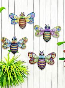 Metal Bee Wall Art Outdoor Decor -1 Pc/4 Pcs Packed With 7.7 "Metal Wall Decor, Bee Outdoor Garden Hanging Decor, Activity-Filled Handmade Wall Art For Patio Garden Patio Decor