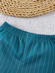 3 件套夏季新款休闲男婴字母印花背心、条纹短裤和帽子套装，适合海滩、度假、旅行 - 白色 - 查看 8