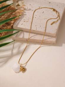 1 件 18K 不锈钢彩虹贝壳太阳海星海马吊坠项链，适合女性日常和度假佩戴（天然贝壳颜色和纹理可能略有不同） - 彩色 - 查看 13