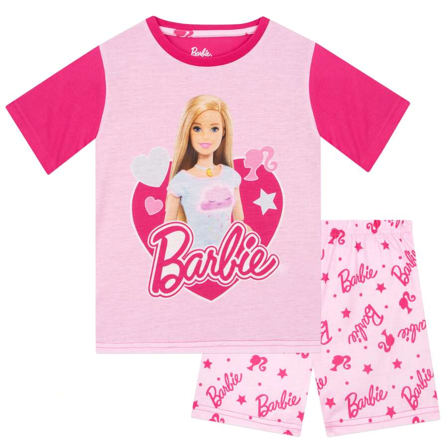 Short Sleeved Pyjamas | Barbie  Girls' Pyjama Set | Kids' PJs - Pink - View 1