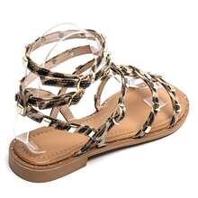 Sandalias planas con tachuelas cuadradas - Estilo moderno de gladiador - LEOPARDO - Ver 4