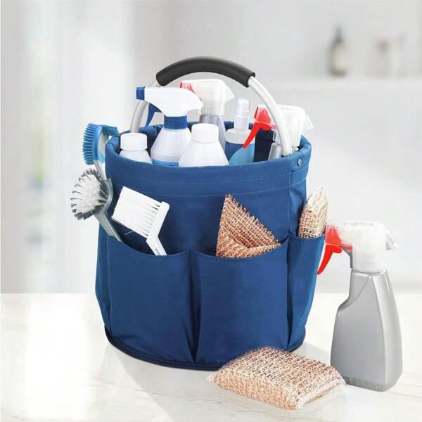 Bolsa organizadora de herramientas de tela Oxford con asa - Cesta de almacenamiento plegable, con 6 compartimentos, adecuada para artículos esenciales del hogar, decoración del hogar, artículos de baño, almacenamiento de playa, campamento al aire libre, un regalo ideal para el Día de San Valentín, regreso a clases