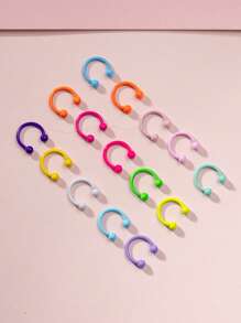 15pcs Stainless Steel Rainbow Sphere Nose Rings, Hypoallergenic, Fashionable Nose Piercing, Lip Piercing For Customers