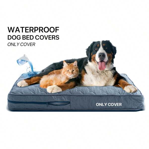 1 pieza Cama para perro impermeable y lavable a máquina, Cubierta removible y antifugas de color gris oscuro para cama de mascota, Protector de cama de perro cubierta de muebles con diseño de patitas de perro arcoíris para perros de talla extra grande, grande, mediano y pequeño