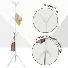 KONTUZ Clothes Organizer Rack With 9 Hooks, Floor Coat Rack, Portable Floor Coat Rack With Unique Design, For Bedroom Or Home Decoration. - 白色 - 查看 6