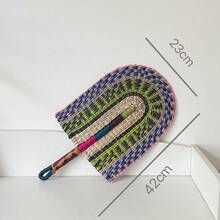 Handcrafted Seagrass Wall Fan With African Motifs - Artistic Home Decor Accent - Multicolor - View 8