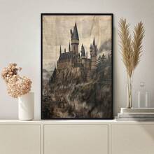 1幅中世纪城堡油画，帆布材质，复古风格，适用于墙面装饰，如房间、走廊、卧室、办公室、客厅等（无框/有框）。 - 黑色 - 查看 12