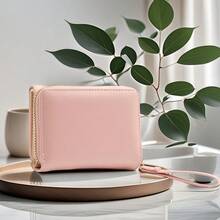 Fashion Argyle & Heart Pattern Trifold Multi-Slot Partition Multifunctional Compact Mini Wallet For Women Wallet Purse Wallet Small Wallet Cute Wallet - Dusty Pink - View 4