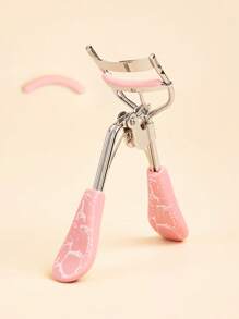 Pink Crackle Eyelash Curler With 10 Extra Replacement Pads - Durable, Easy-To-Use Beauty Makeup Tool, Comfortable Grip Fits All Eye Shapes & Lash Lengths, Quickly Curl Lashes, Lasting Beauty Tool Set. Eyelash, False Lash Eye Makeup Tools For Commercial, Home & Gift Use.