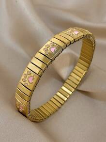 1 pieza Pulsera de reloj elástica con Charm de huella de gato elegante y lindo, chapada en oro de 18K de acero inoxidable, regalo del Día de la Madre, regalo para maestros, regalo de graduación, joyería bohemia, accesorios de playa, para fiesta diaria, viaje, rave/baile de graduación, joyería dorada