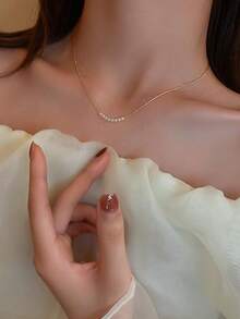 1pc Faux Pearl Necklace, Suitable For Everyday Wear - Multicolor - View 1