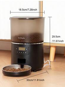  PetMuch Automatic Cat Feeders, 4L Timed Cat Dry Food Dispenser, Pet Bowls, Dual Power Supply, Programmable Portion Size, 4 Daily Meals, Auto Pet Feeder For Cats And Small Dogs - Black - View 6