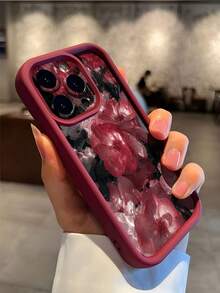 1 件性感花卉图案 TPU 纯色防震软手机壳，适用于 iPhone