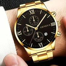 4-teiliges elegantes Herren Quarz-Uhr-Set mit Edelstahl-Armbändern und Zinklegierungsgehäuse - perfektes Geschenk für Männer