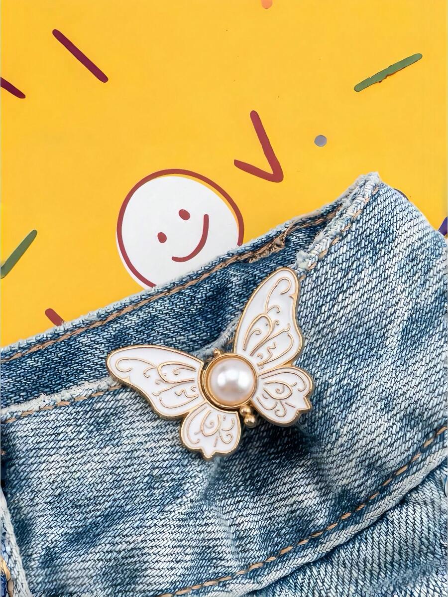 1 Paar Damen Tier Muster Schmetterling Taillenkorsett Schnalle, Faux Perlen Dekor Taillenkorsett Schnalle für Jeans, verstellbare Doppel-Schnallen Taillenkorsett Clip für Kleider, Röcke, Lässig Kleidung, Feiertage, verhindert Verrutschen, Mode Taille Fixierung