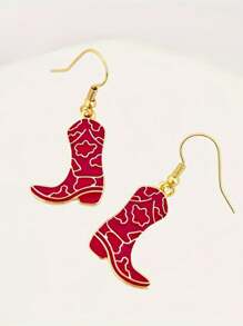 1 Pair Fashionable Western Cowboy Boot Design Dangle Earrings, Suitable For Daily Wear