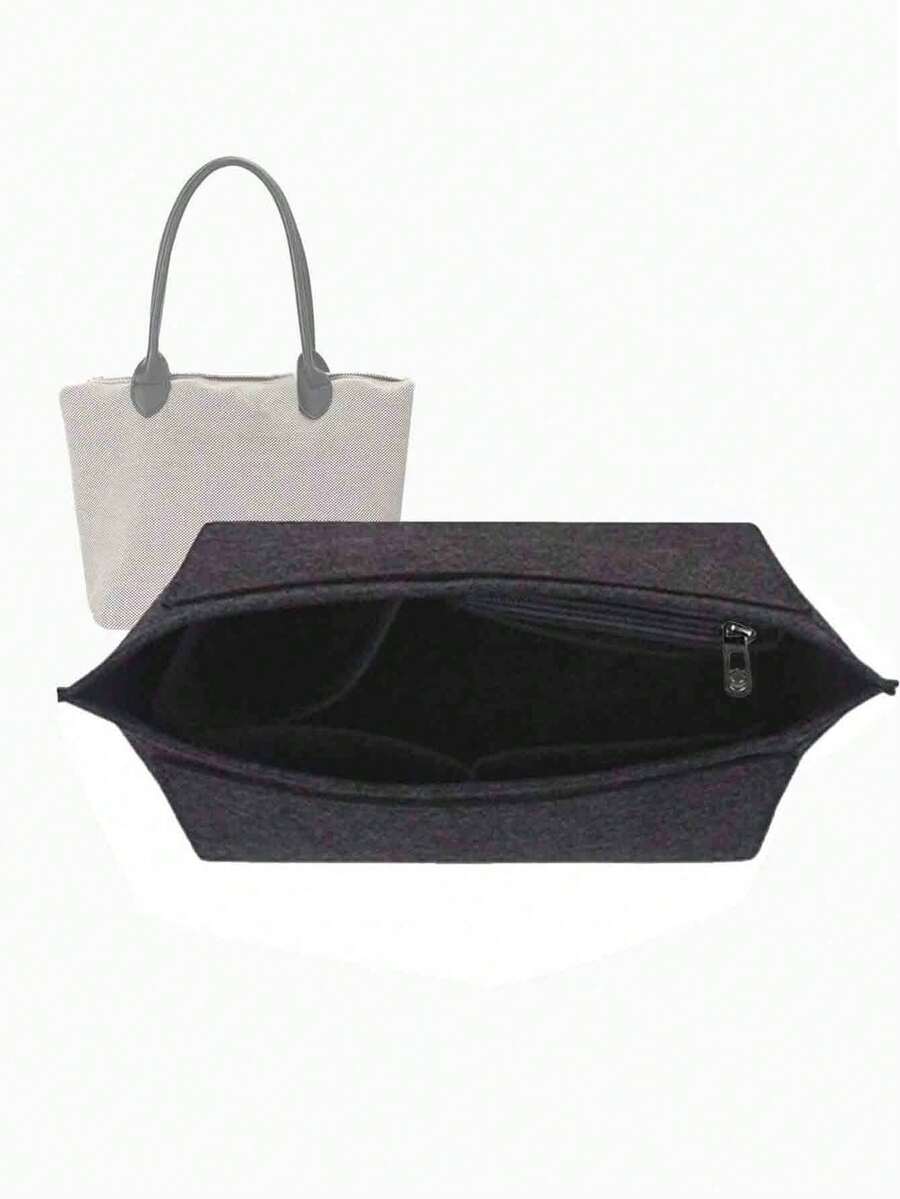 2025 Purse Organizer Insert,For Tote Bag Organizer Insert Multi Pocket Felt Handbag Organizer Zipper Bag Organizer Inter Bag Gifts For Women Travel Accessories Travel Essentials - Dark Grey - View 1