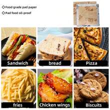 200/500pcs Food Paper, Waxed Paper, Food Packaging Paper, Suitable For Sandwiches, Burgers, Barbecue, Fried Chicken, Etc., Printed Greaseproof Paper, Kitchen Supplies, Disposable Food Basket Liners