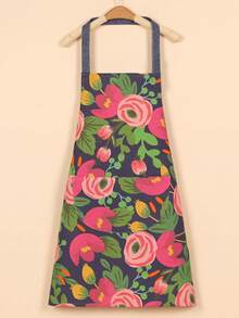 1pc Adjustable Kitchen Cooking Apron With Large Pocket, Unisex Baking Chef Apron - Multicolor - View 7