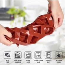 1 件方形硅胶模具，15 腔 3D 立方体慕斯蛋糕烘焙模具，法式甜点模具，适用于巧克力、布朗尼、芝士蛋糕、果冻、蜡融化、蜡烛 - 巧克力棕 - 查看 6