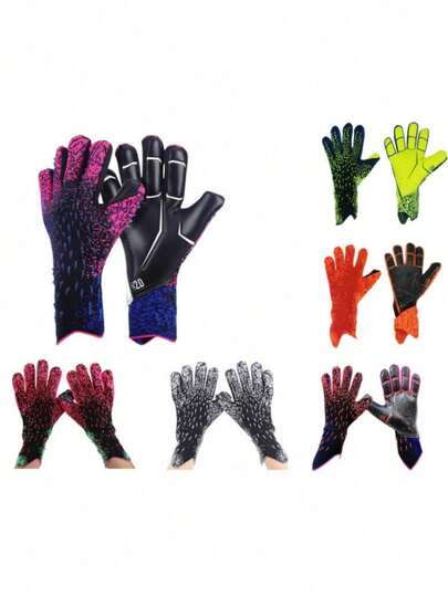 1 Pair Latex Non-Slip Goalkeeper Gloves With Adjustable Wrist Strap, 3D Rubber Particles Design, Anti-Slip, Training Gloves For Adults, Men, Women, Teens