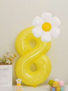 40 英寸雏菊花数字气球，非常适合生日派对、周年庆典和户外活动装饰 - 充满活力的派对用品 - 黃色 - 查看 12