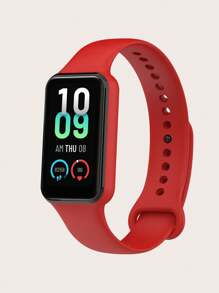1pc Solid Color Casual Style Snap-On Silicone Smart Watch Band Strap, Suitable For Amazfit Band 7, Suitable For All-Day Wear