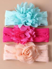 مجموعة شريط رأس زهري للأطفال الرضع 3 قطع، إكسسوارات شعر واسعة للفتيات الصغار