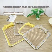 Colorful Cartoon Pet Cooling Mat With Pillow, Breathable & Comfortable For Pets, Summer Use - Multicolor - View 3