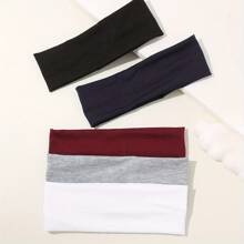 1/5 buc. bandă de păr sport antiderapantă pentru femei - bandă de păr lată, elastică, din material textil de culoare solidă, potrivită pentru alergare și sală, bandă de păr tip turban confortabilă și antiderapantă