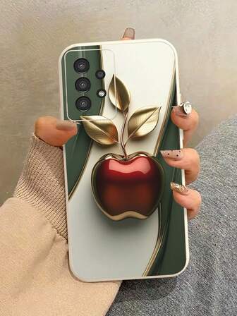 1 件穿孔直边苹果彩绘加厚防摔彩绘手机壳，适用于手机壳/保护套