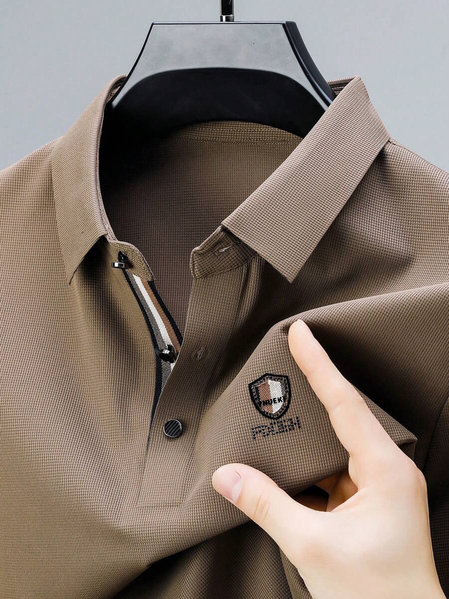 Áo thun polo tay ngắn mùa hè làm mát liền mạch cho nam, trang phục công sở nhẹ nhàng, trang trọng - Cà phê nâu - Xem 1