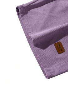 Men's Letter Graphic Drawstring Waist Pocket Casual Shorts - Mauve Purple - View 8