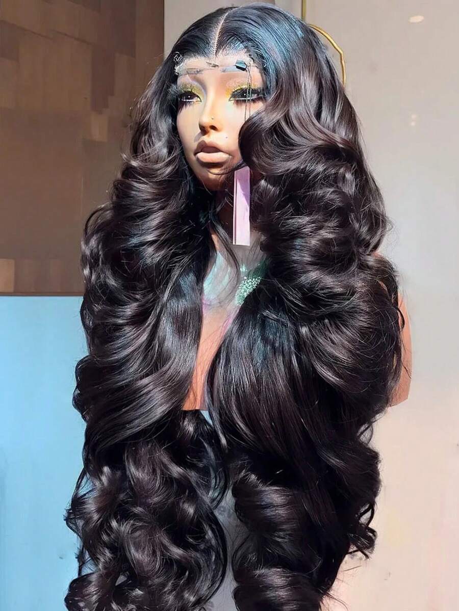 Uveous 42inch Brazilian Body Wave Wigs Human Hair Pre Plucked HD Lace Frontal Wigs Human Hair Brazilian Virgin Hair 13x4 Transparent Lace Front Wig For Women St. Patrick'S Day - 黑色 - 查看 1
