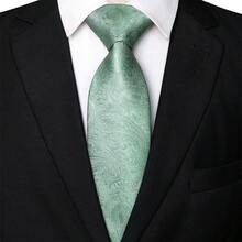 1/2/3/4/5 Piece Men Paisley Printed Tie Set, Silk Satin Tie, Tie Clip, Pocket Square, Cufflinks And Boutonniere, Suitable As Gifts For Father Day, Anniversary, Birthday, Classic Paisley Pattern Perfectly Matches Suit And Tuxedo, Ideal For Business, Ball, Wedding, Banquet, Ceremony, Formal Meeting, Casual Party, Important Occasions Men Necktie - Light Green - View 5