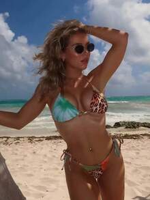 新款春夏性感印花女士比基尼泳衣，海滩度假派对约会 - 彩色 - 查看 3