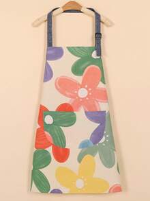 1pc Adjustable Kitchen Cooking Apron With Large Pocket, Unisex Baking Chef Apron - Multicolor - View 15