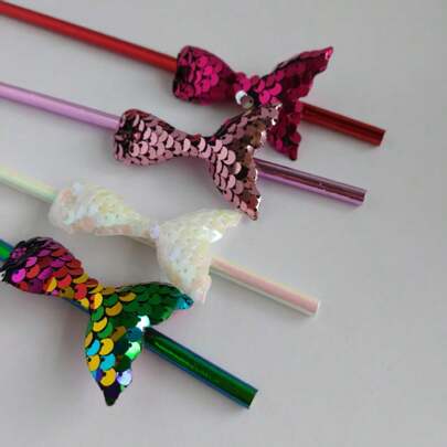 Mermaid Tail Glitter Straw – Sparkling Fish Scale Design For Summer Drinks, Beach Parties, Birthdays & Bachelorette Celebrations,School Supplies