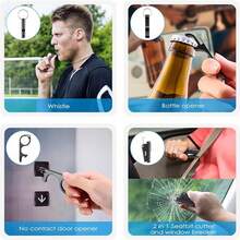 Self Defense Keychain -9-In-1 Tactical Key Ring Set With No-Touch Keychain, Glass Breaker & Survival Whistle For Women Men, Emergency Protection For Jogging, Night Walking, Travel, Lipstick Holder, Hand Sanitizer Bottle Cover. - Multicolor - View 6