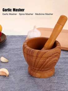 2pcs Spice Grinder Mortar And Pestle Set, Multipurpose Large Garlic Press, Big Size Garlic Masher For Home Use, Seasoning Grinding Tool, Kitchen Small Gadget, 4.3inch*3.9inch