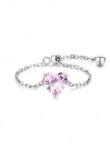 1pc Unique Chain Zirconia Adjustable Thumb Ring, S925 Sterling Silver Exquisite Jewelry Gift For Women - Silver - View 4